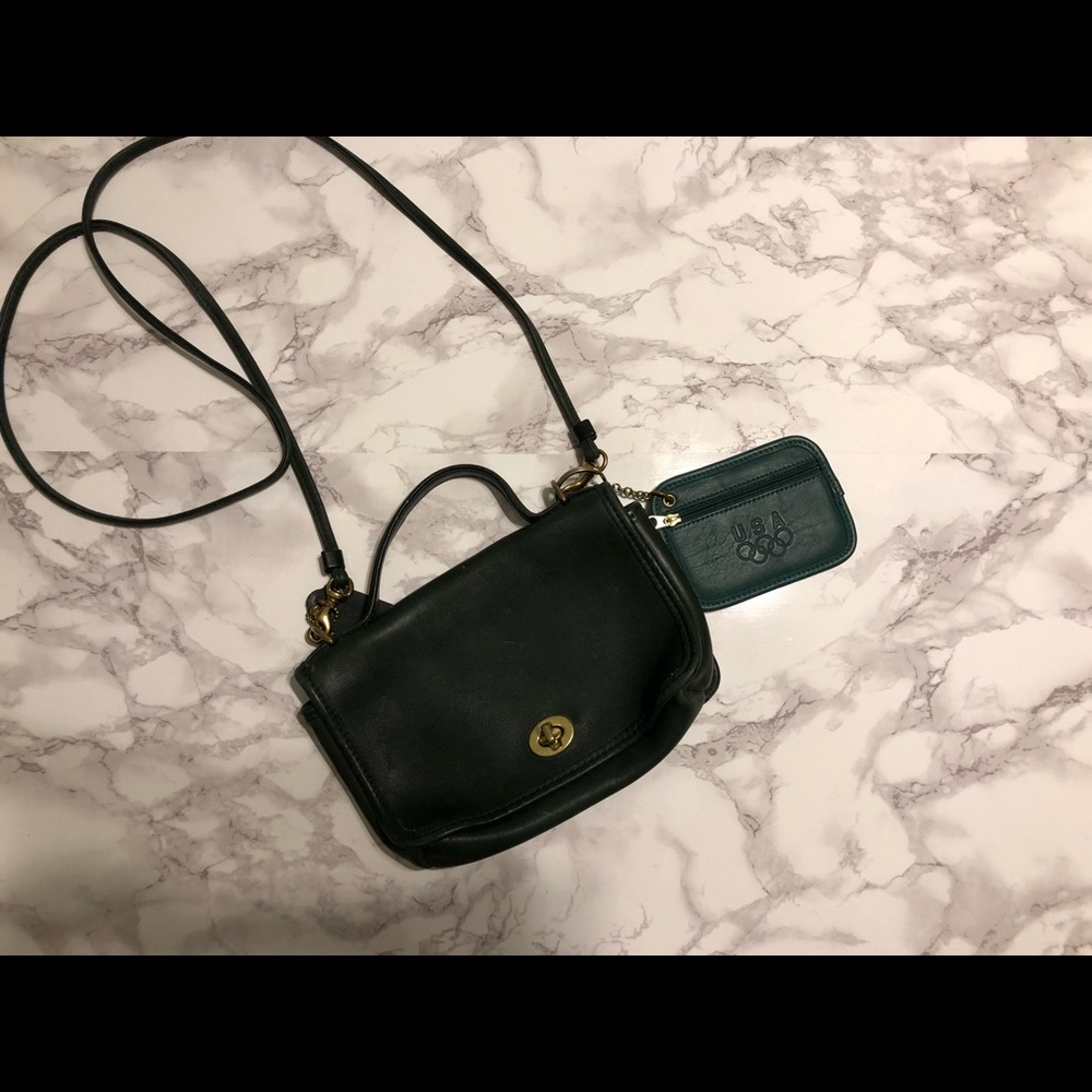 Green vintage coach crossbody bag